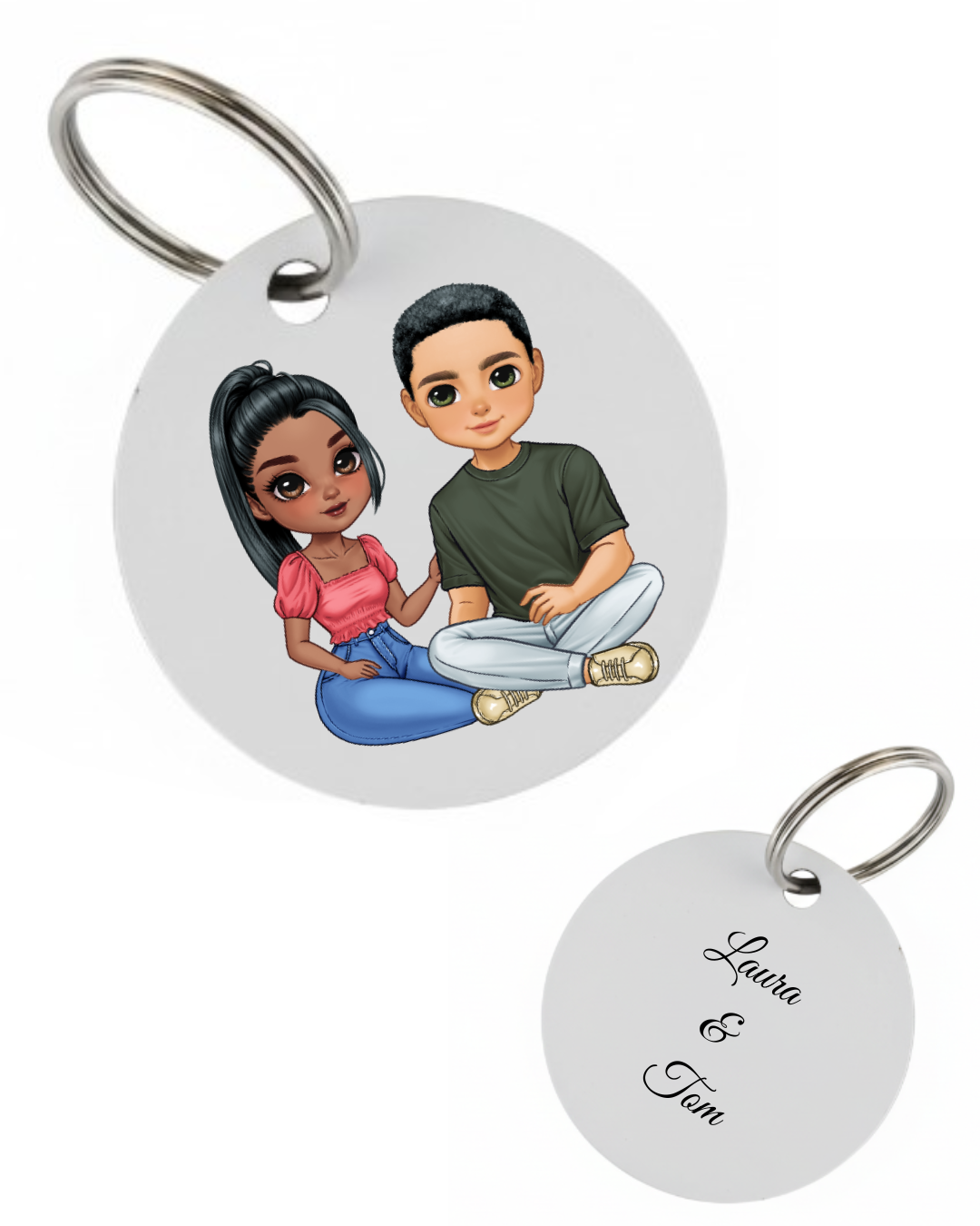 Personalisierbarer Schlüsselanhänger mit Comic und Wunschtext