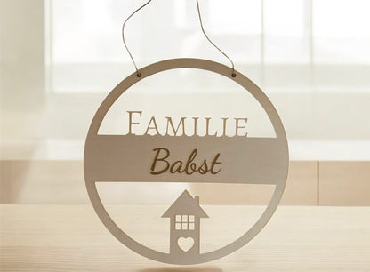 Holz Türschild personalisiert mit Wunschtext 