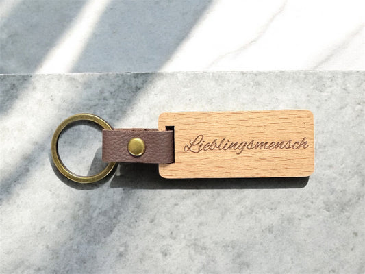 Personalisierbarer Holz Schlüsselanhänger