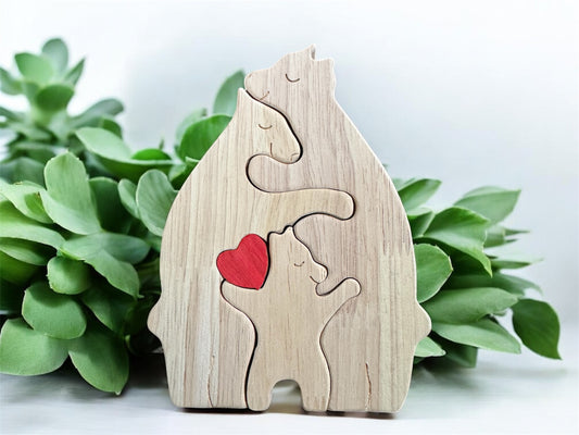 Personalisierbare Bärenfamilie aus Holz