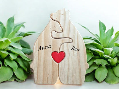 Personalisierbare Bärenfamilie aus Holz