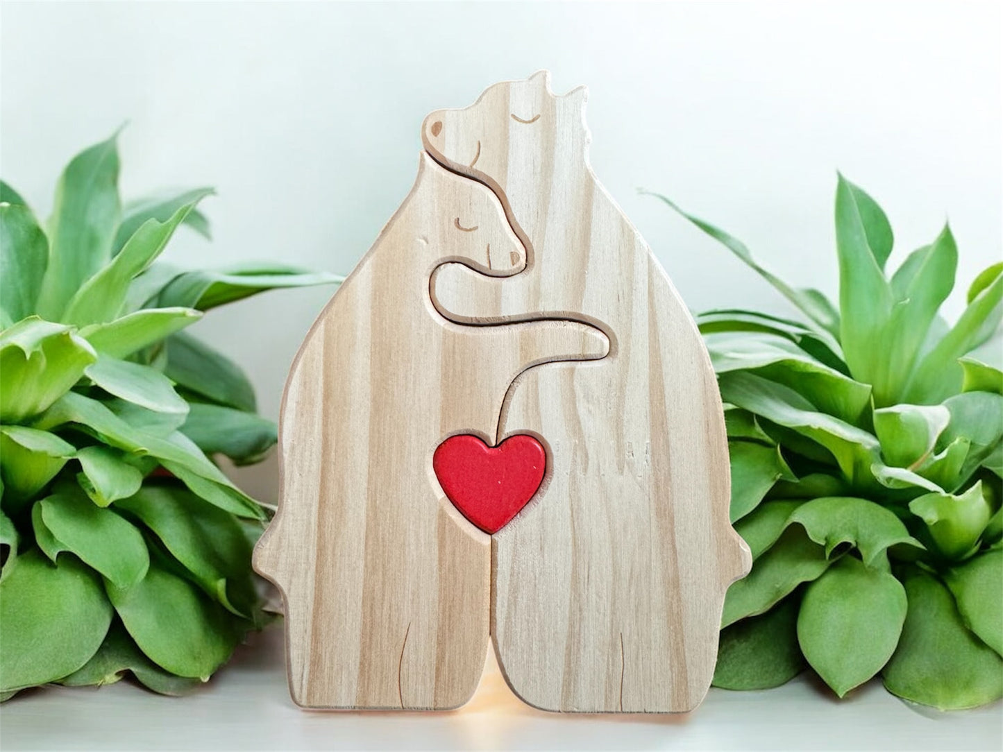 Personalisierbare Bärenfamilie aus Holz