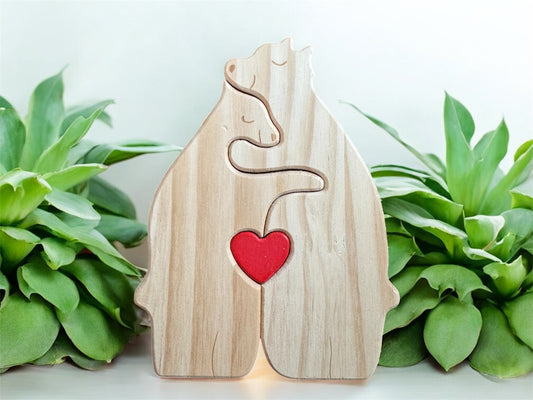 Personalisierbare Bärenfamilie aus Holz
