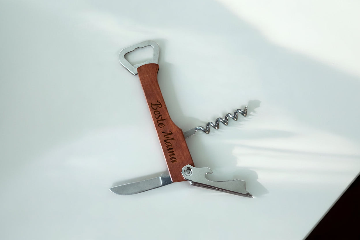 Personalisierter Wein-Flaschenöffner aus Edelstahl mit individueller Gravur, elegantes Design für Weinliebhaber