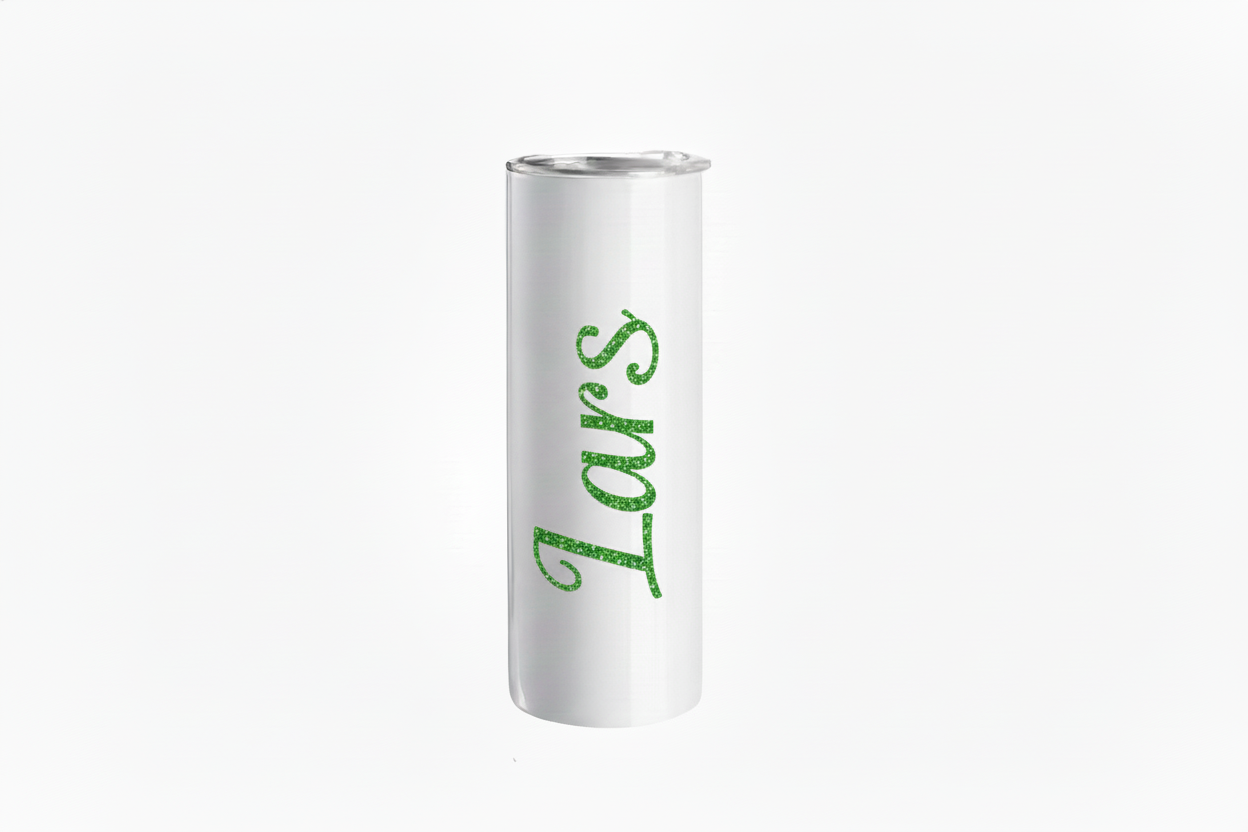Weiße Thermoflasche leer, personalisierbar mit Name, Edelstahl isoliert