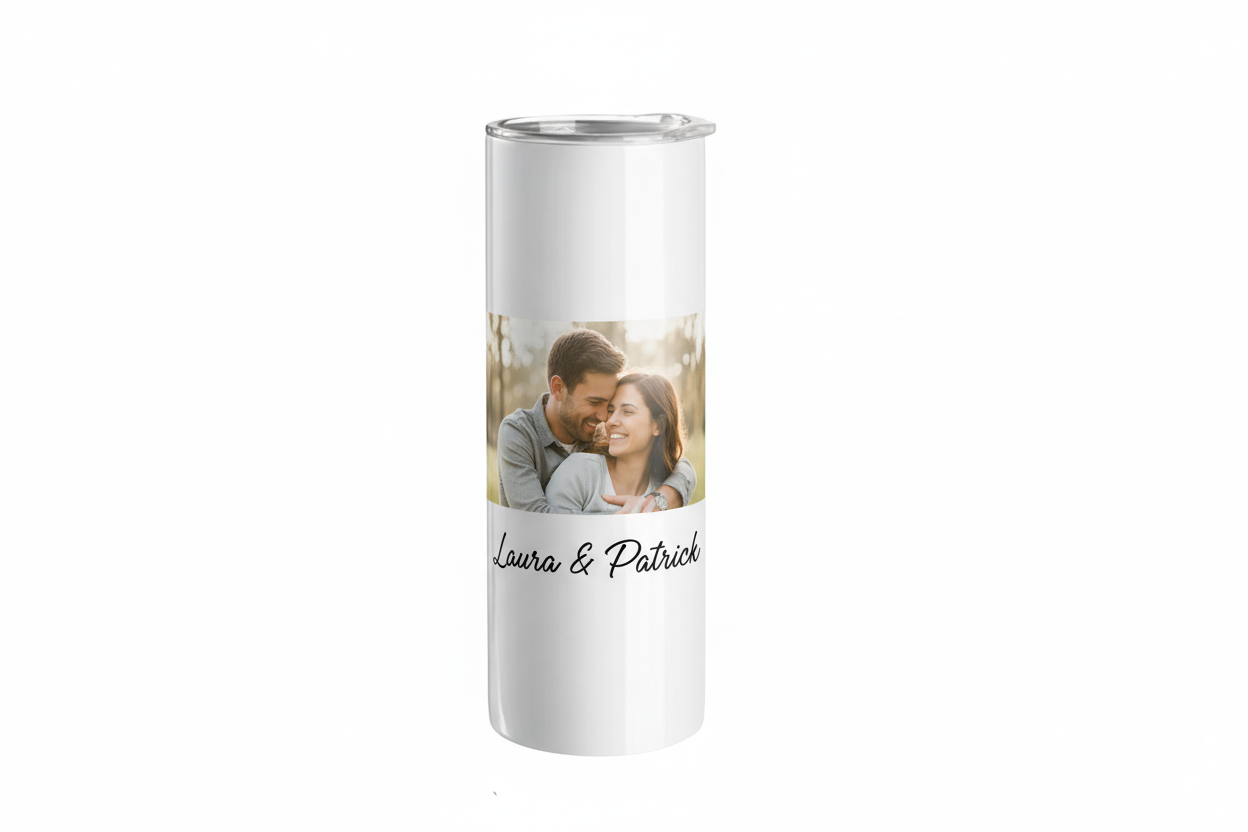 Personalisierbare Thermoflasche mit individuellem Bild und Text