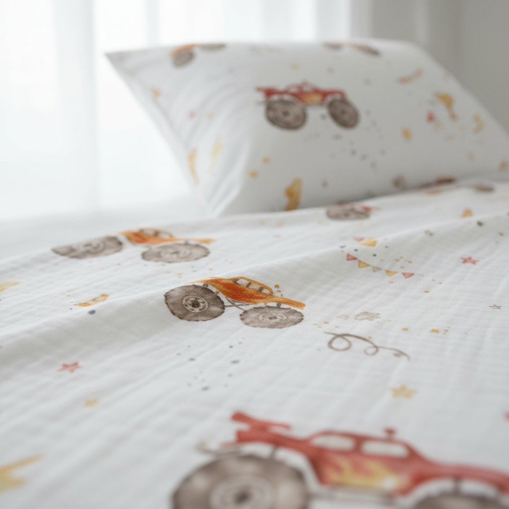 Kinderbettwäsche Monstertrucks – handgemalt & OEKO-TEX®