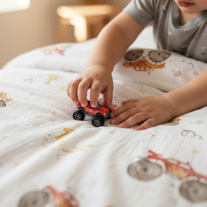 Kinderbettwäsche Monstertrucks – handgemalt & OEKO-TEX®