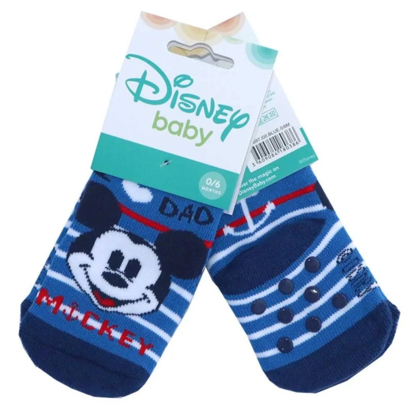Disney Mickey Mouse Baby Socken Anti-Rutsch – 1 Paar Jungen 0-12 Monate – Babygeschenk süß rutschfest
