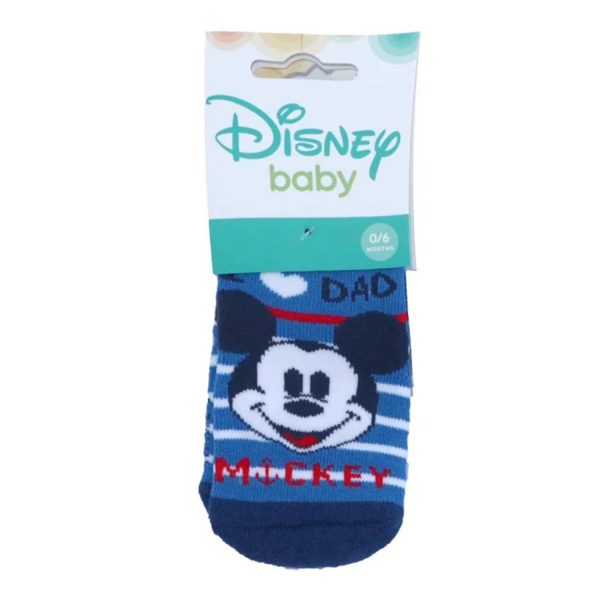 Disney Mickey Mouse Baby Socken fronansicht – 1 Paar Jungen 0-12 Monate – Babygeschenk süß rutschfest
