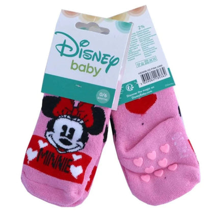 Disney Minnie Maus Baby Socken Anti-Rutsch – 1 Paar Mädchen 0-12 Monate – Babygeschenk süß rutschfest rosa
