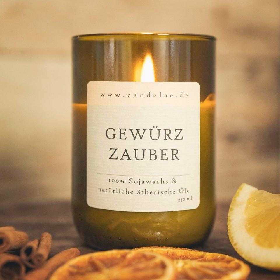 Duftkerze Gewürzzauber Candelae – Zimt Nelke Anis Sojawachs – nachhaltige Kerze Advent Weihnachten Geschenk