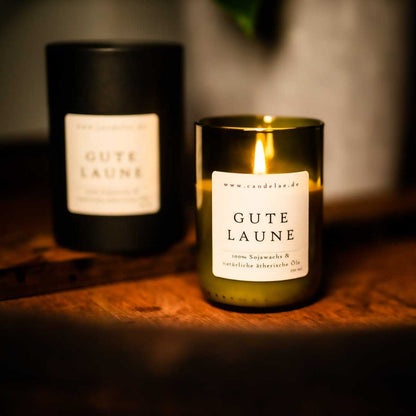 Duftkerze Gute Laune Candelae – positive Energie Zitrus frisch – Aufmunterungsgeschenk Sojawachs 250ml
