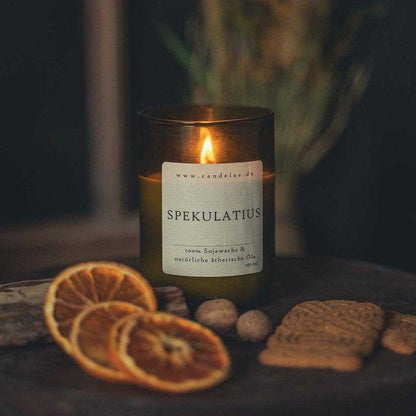 Duftkerze Spekulatius Candelae Weihnachtsduft – Gewürze Zitrus Sojawachs – Geschenk Frauen Männer Winter