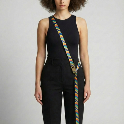 Festival Hands-Free Hundeleine in bunten Farben mit goldenen Metallbeschlägen - Freihändige 2m Leine von MKM Conceptstore

