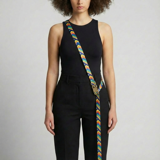 Festival Hands-Free Hundeleine in bunten Farben mit goldenen Metallbeschlägen - Freihändige 2m Leine von MKM Conceptstore

