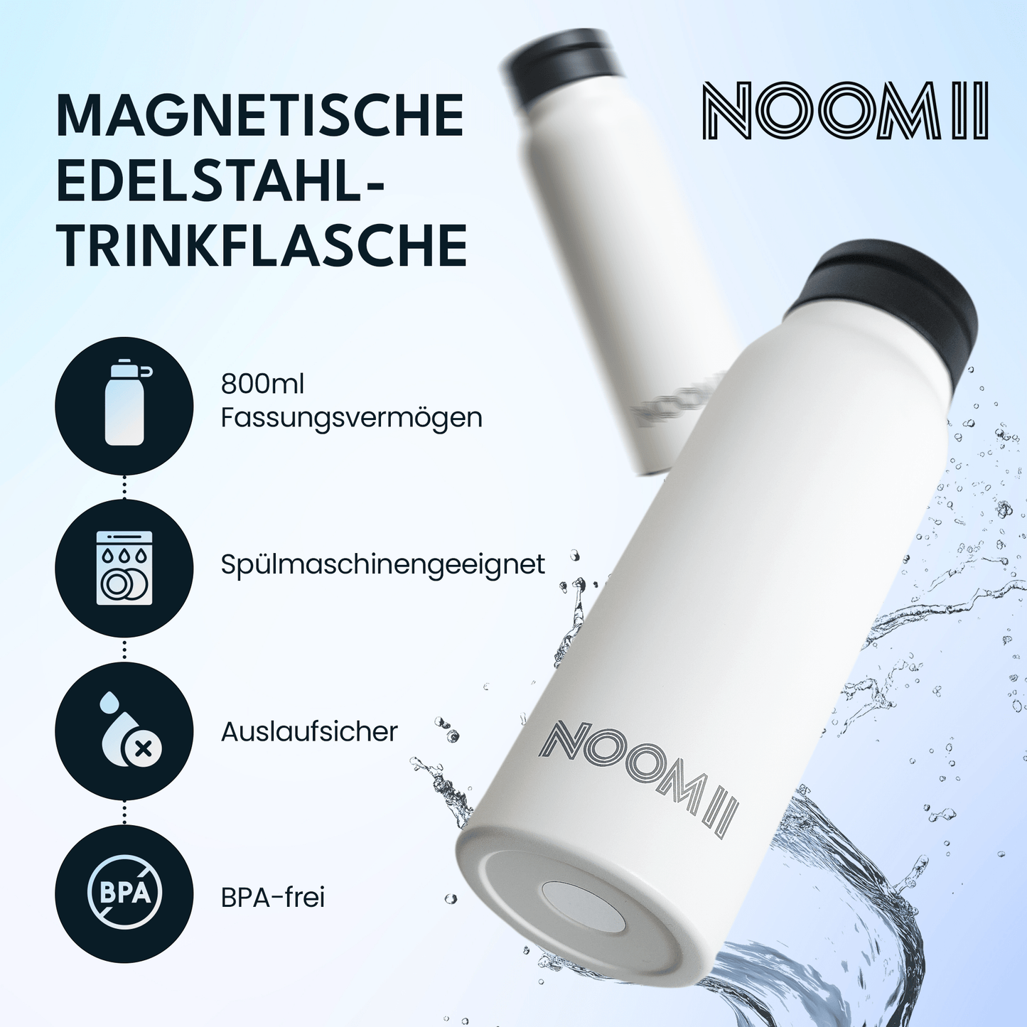 Edelstahl Trinkflasche 800ml Blau – BPA-frei mit doppelwandiger Isolation

