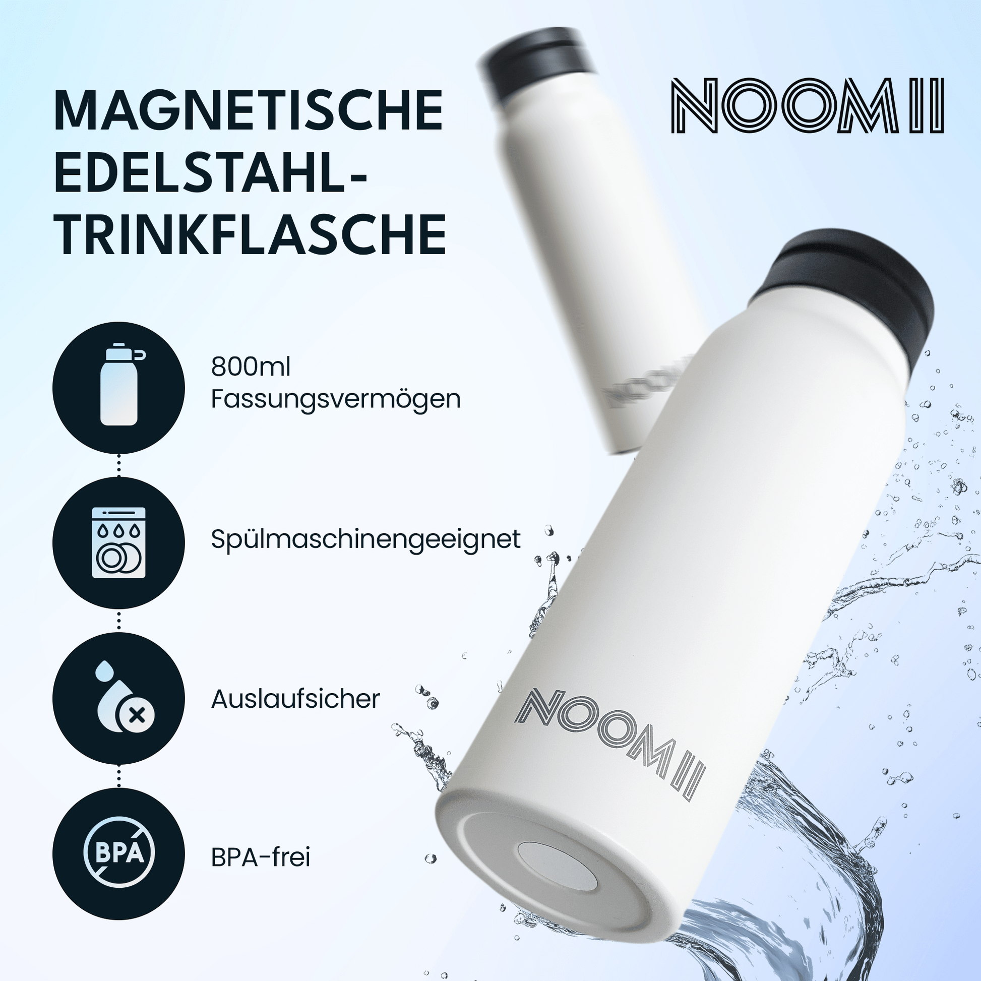 Edelstahl Trinkflasche 800ml Blau – BPA-frei mit doppelwandiger Isolation

