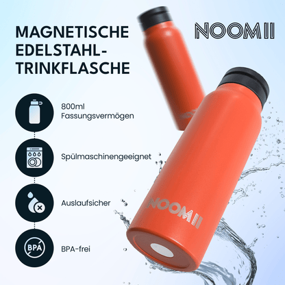 Edelstahl Trinkflasche 800ml orange – smarter Alltagsbegleiter mit Handyhalter