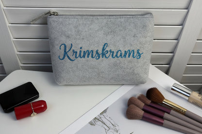 Große Filztasche leer, personalisierbar mit Name und Motiv, Kosmetiktasche aus robustem Filz