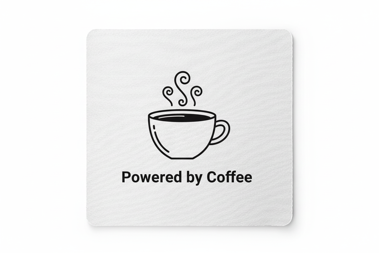 Personalisiertes Mauspad Coffee Design in Schwarz - Powered by Coffee