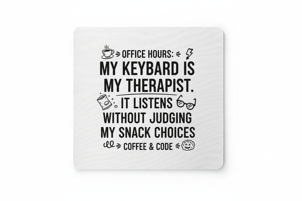 Mauspad mit lustigem Motivationsspruch in Schwarz - individuell bedruckbar