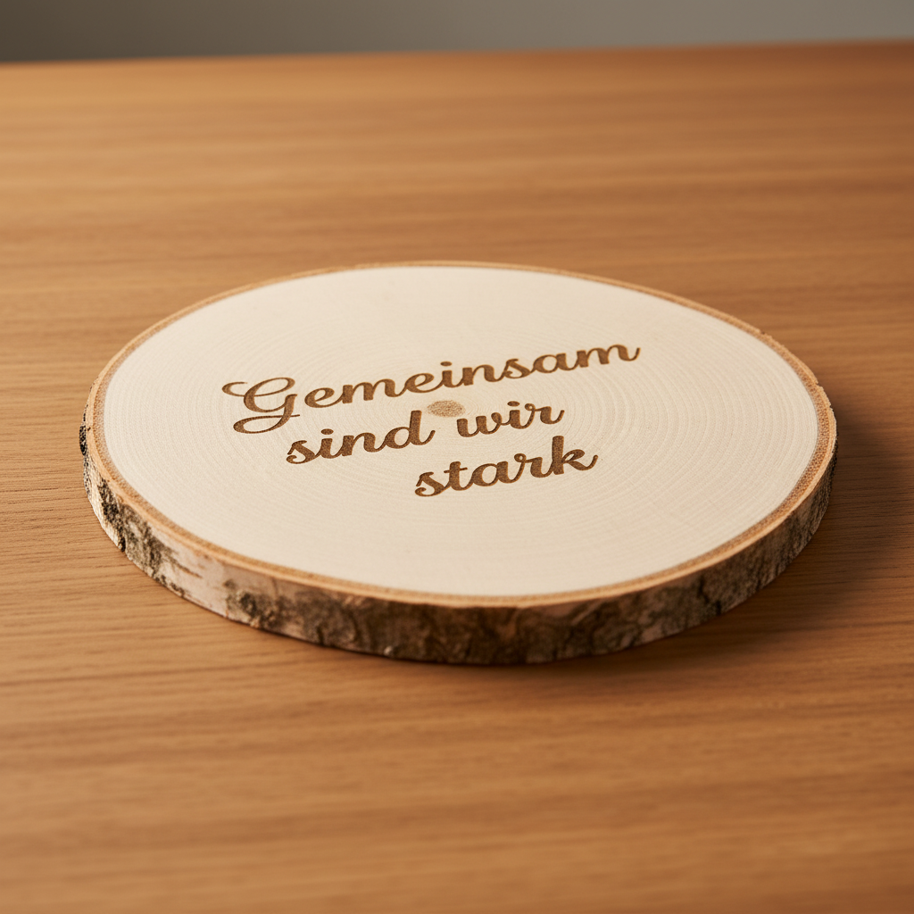 Baumscheibe mit Gravur - Inspirierender Spruch auf Naturholz personalisiert