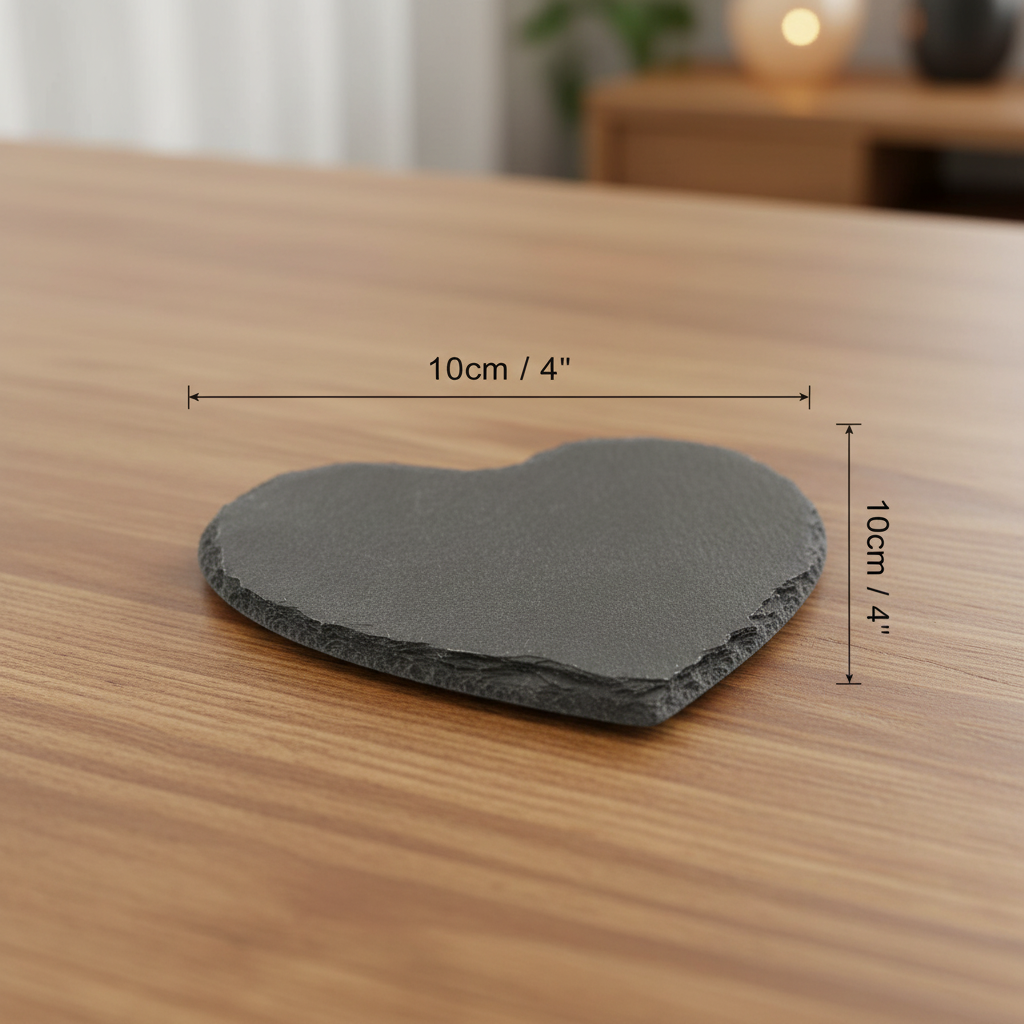 Schieferherz-Untersetzer 10x10cm - Maßangaben und Produktdetails
