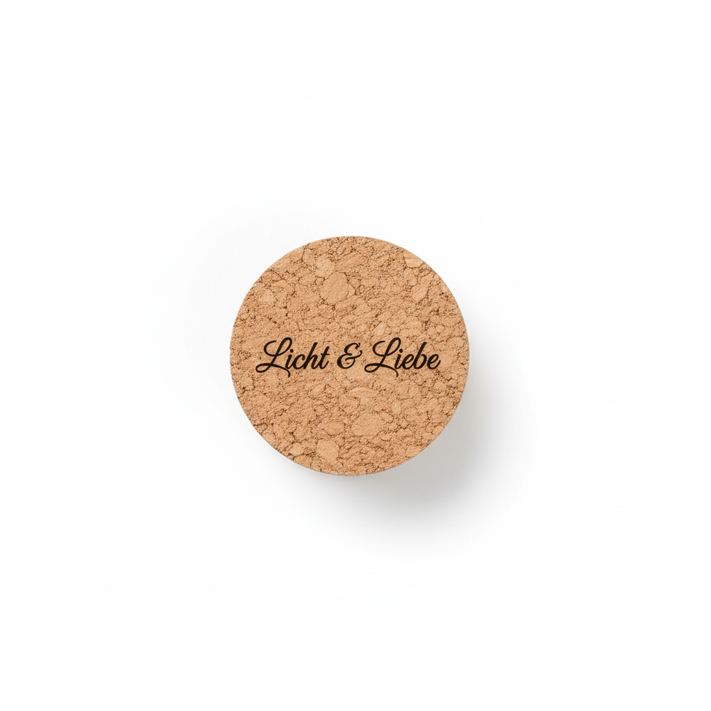 Korkdeckel mit Gravur Licht & Liebe - personalisiertes Kerzengeschenk mit schönem Spruch