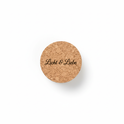 Korkdeckel mit Gravur Licht & Liebe - personalisiertes Kerzengeschenk mit schönem Spruch