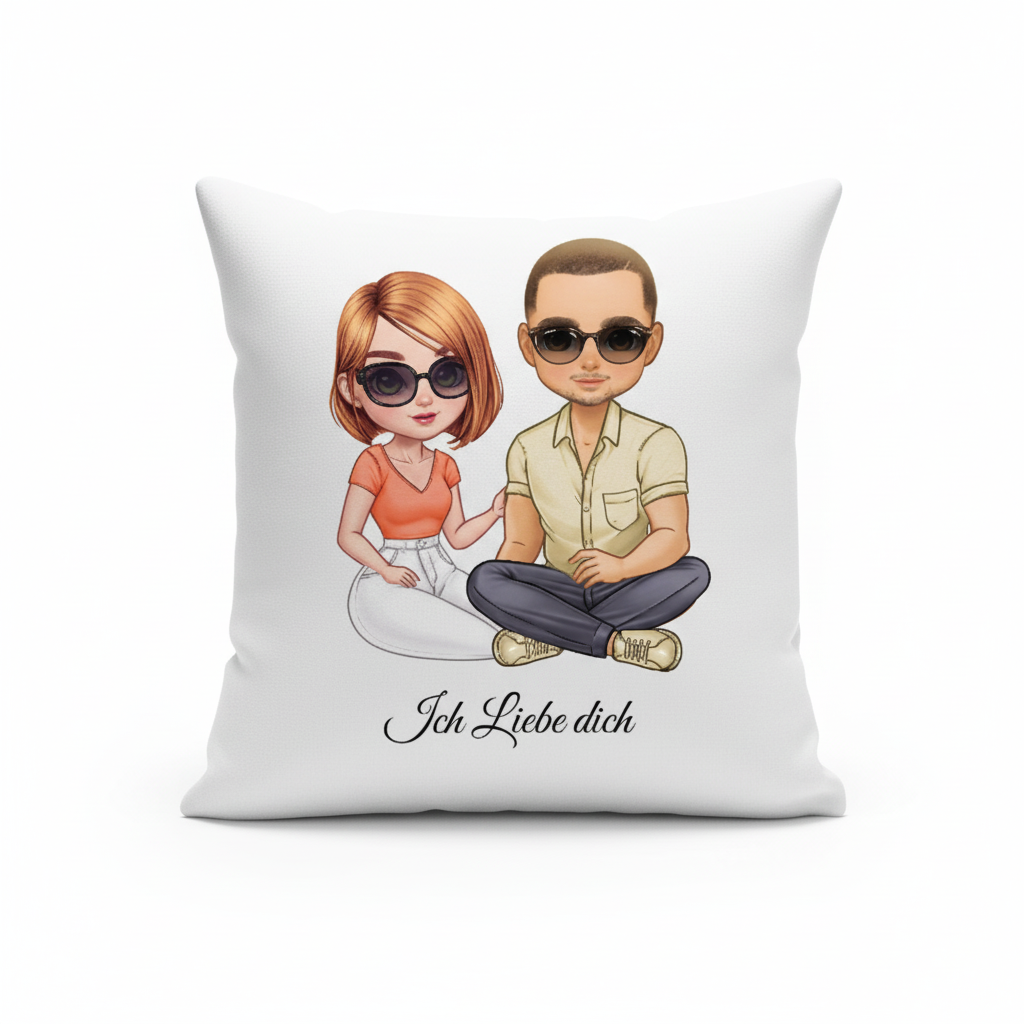 Kissen mit Paar und Ich Liebe dich