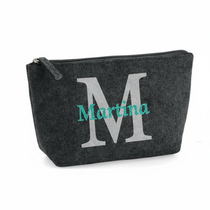 Kosmetiktasche schwarz M Martina Glitzer mittig