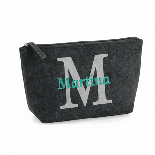 Kosmetiktasche schwarz M Martina Glitzer mittig