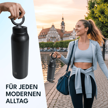 Edelstahl Trinkflasche 800ml – Magnetdeckel & Handyhalter