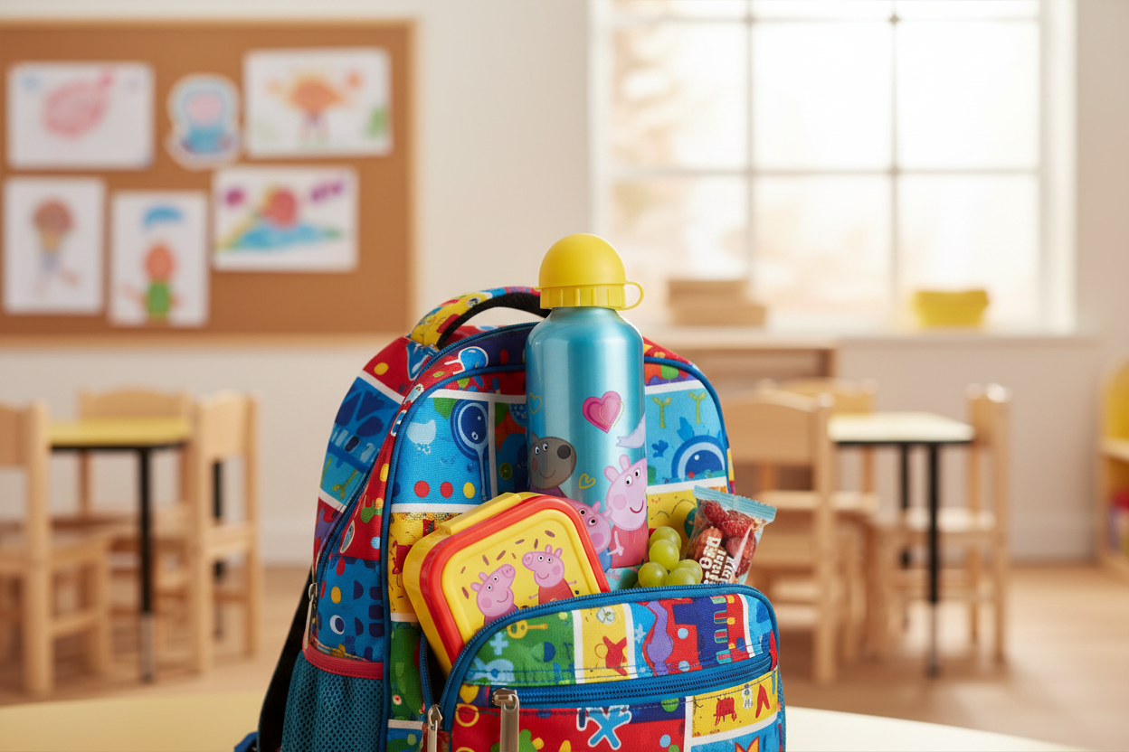 Peppa Pig Trinkflasche in Schultasche