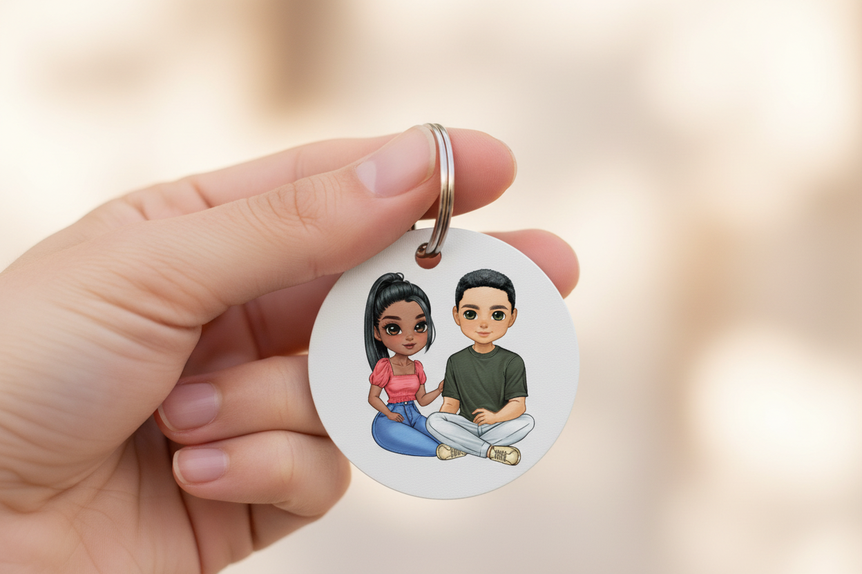 Personalisierter Schlüsselanhänger mit Pärchen-Motiv - Lifestyle