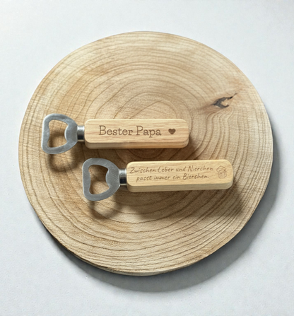 Flaschenöffner mit Magnet aus Holz, individuell gravierbar