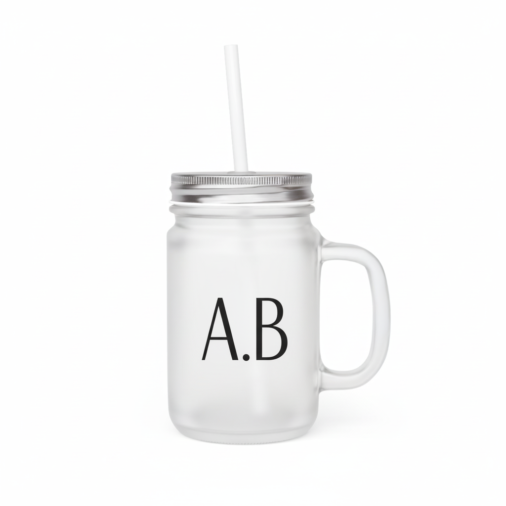 Personalisierbarer Becher mit Strohhalm aus Glas – Vintage Trinkglas