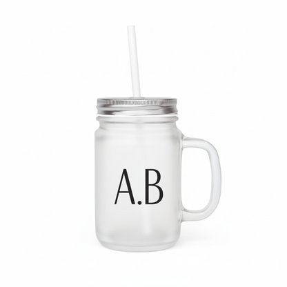 Personalisierbarer Becher mit Strohhalm aus Glas – Vintage Trinkglas