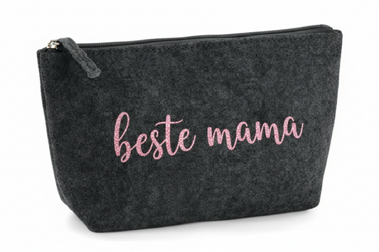 Kleine personalisierbare Filztasche mit Reißverschluss, Kosmetiktasche aus robustem Filz