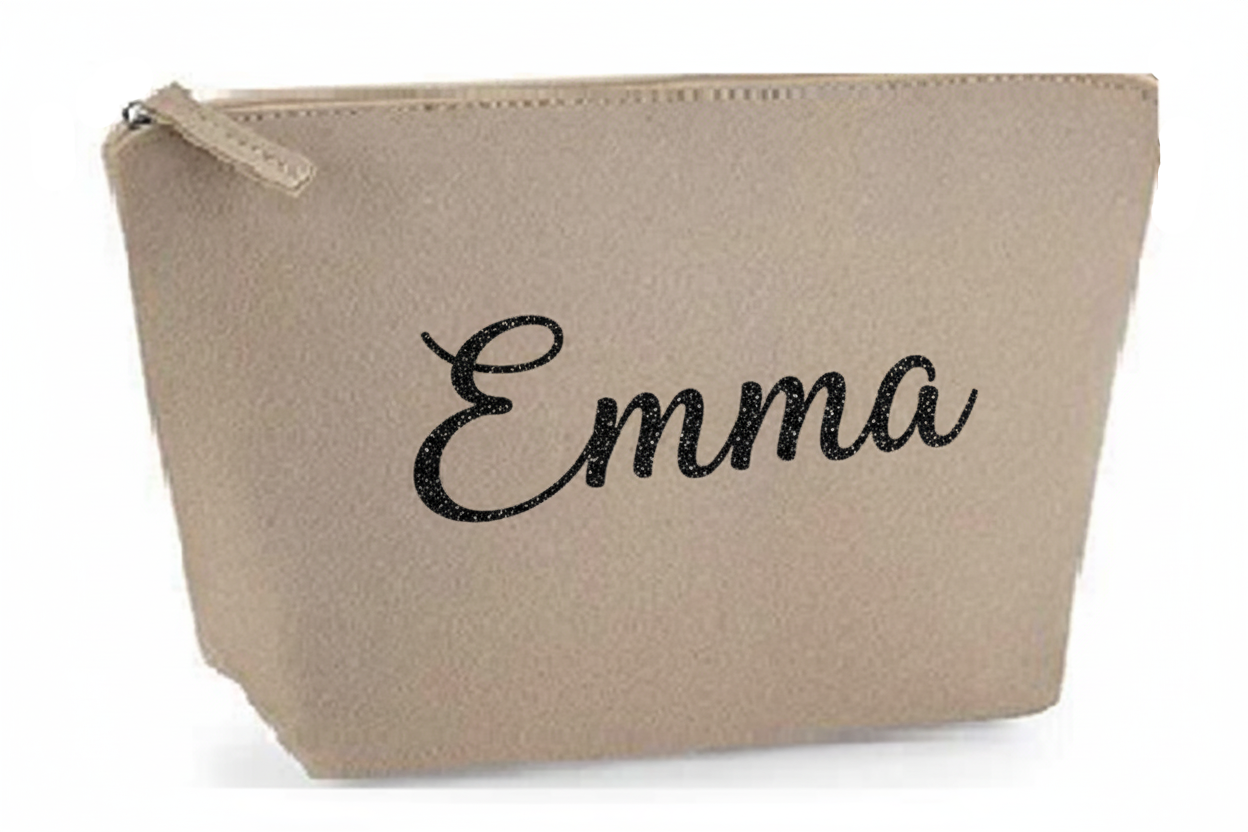 Kleine Filztasche Farbvarianten schwarz, beige und grau, individuelle Kosmetiktasche
