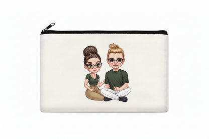 Weiße Kosmetiktasche mit Pärchen-Motiv - Brillen