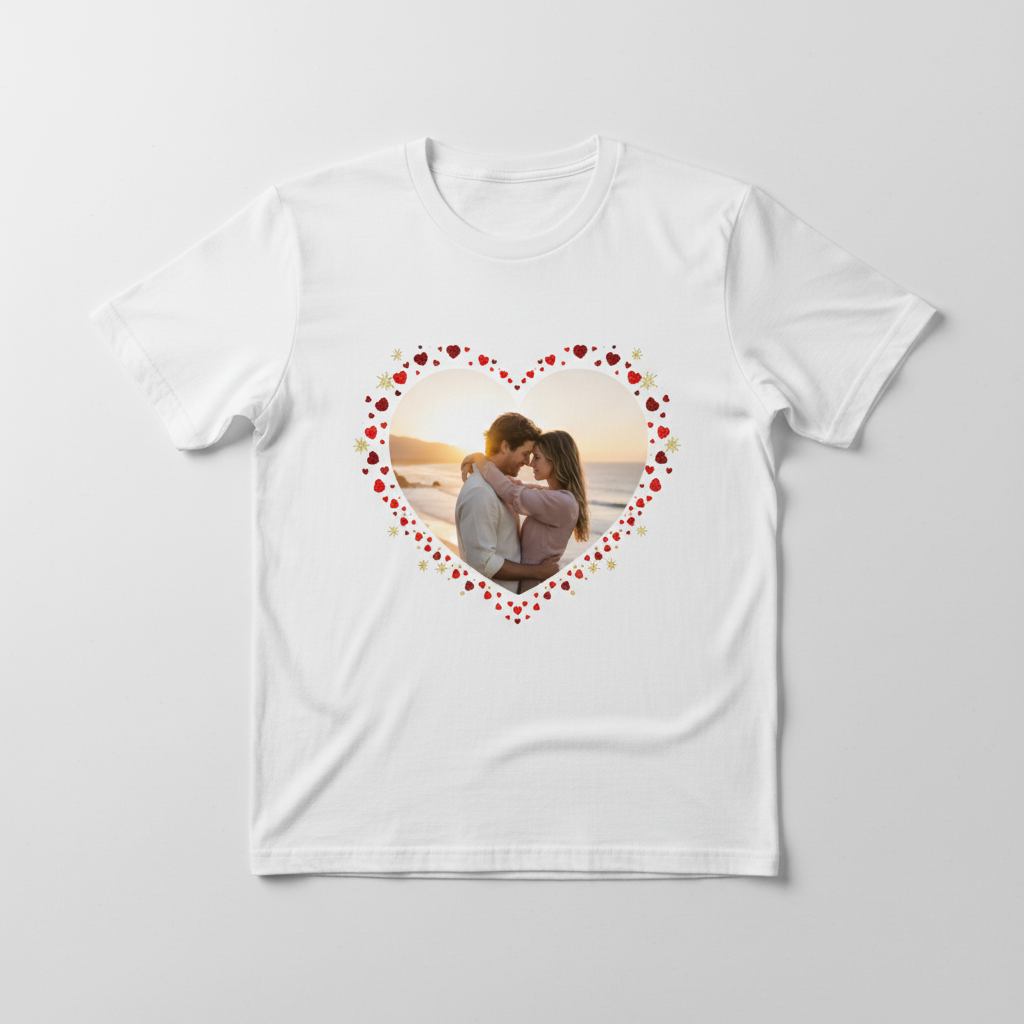 Weißes T-Shirt mit Herz-Motiv